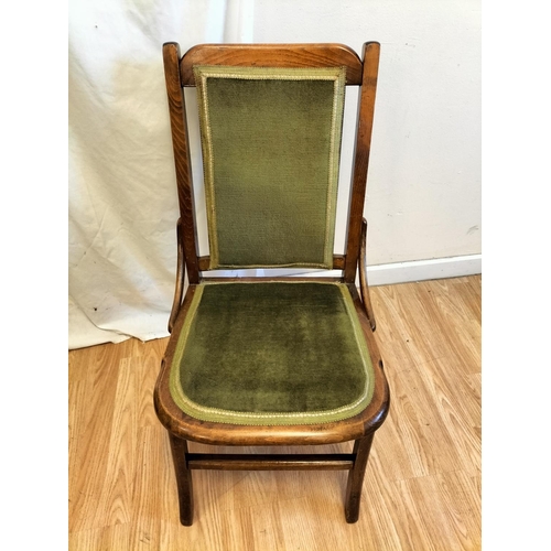 645 - Early 20th Century Wood Framed Nursing Chair with Green Fabric Back and Seat. 79cm High, 43cm x 44cm... 