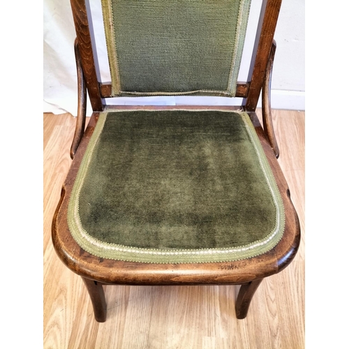 645 - Early 20th Century Wood Framed Nursing Chair with Green Fabric Back and Seat. 79cm High, 43cm x 44cm... 