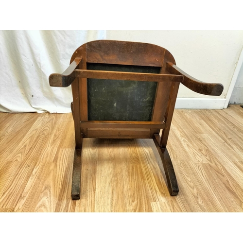 645 - Early 20th Century Wood Framed Nursing Chair with Green Fabric Back and Seat. 79cm High, 43cm x 44cm... 