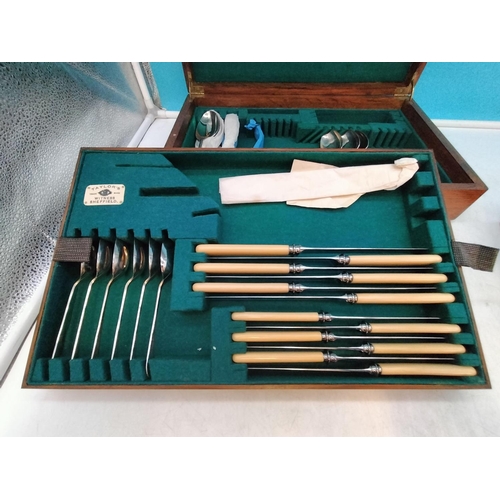 86 - Collection of Cased Vintage Cutlery plus Part Oak Cased Canteen Set.