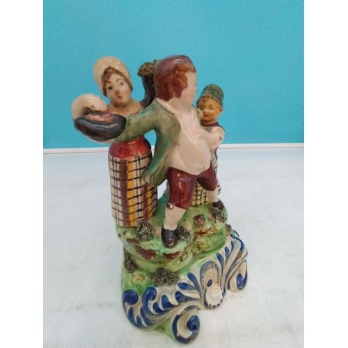 87 - Early Staffordshire Pottery c1820 Bocage Pearlware Figure by Walton. 16cm Tall.