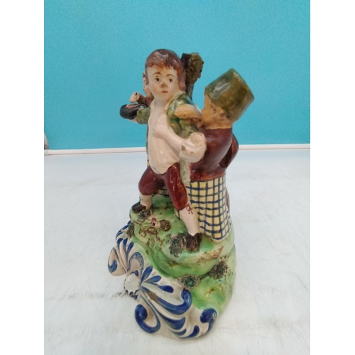 87 - Early Staffordshire Pottery c1820 Bocage Pearlware Figure by Walton. 16cm Tall.