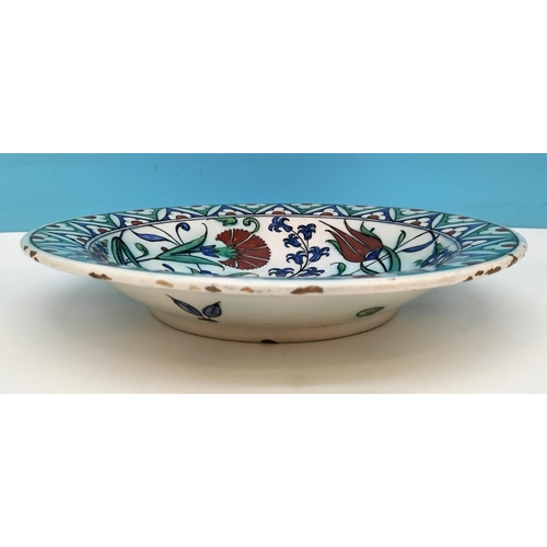 119 - c1900 Contagalli Pottery (Italian) Floral Decorated Shallow Bowl. 27cm Diameter.