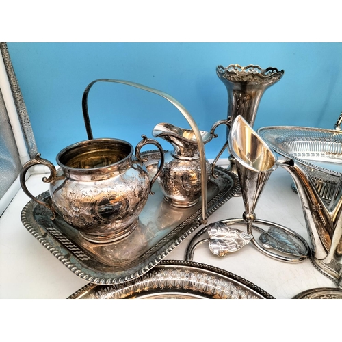 126 - Box of Mixed Vintage Silver Plated Items to include Teapot, Trays, Basket, etc plus Silver Hallmarke... 