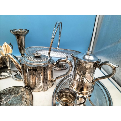 126 - Box of Mixed Vintage Silver Plated Items to include Teapot, Trays, Basket, etc plus Silver Hallmarke... 