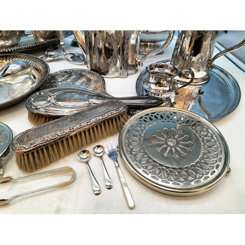 126 - Box of Mixed Vintage Silver Plated Items to include Teapot, Trays, Basket, etc plus Silver Hallmarke... 