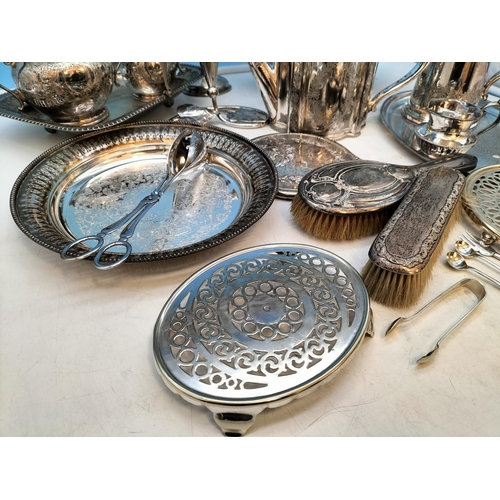 126 - Box of Mixed Vintage Silver Plated Items to include Teapot, Trays, Basket, etc plus Silver Hallmarke... 