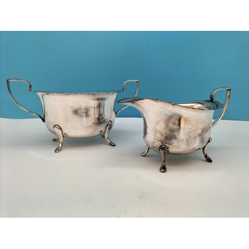 161 - Silver Plated Teapot, Sugar and Cream Jug.