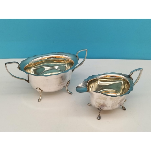 161 - Silver Plated Teapot, Sugar and Cream Jug.