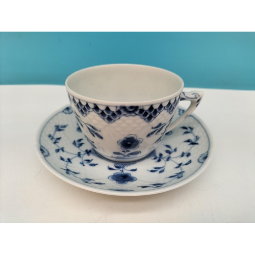 225 - Bing & Grondhal 'Butterfly' Pattern Blue and White Cup and Saucer.