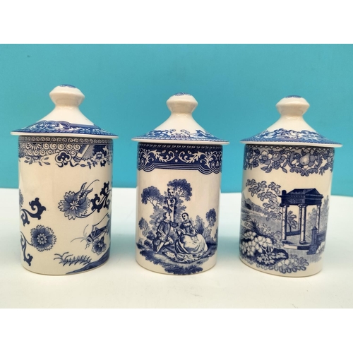 267 - Spode 'The Blue Room' Collection 10cm Lidded Spice Jars (6). Taken from a Variety of Spode Patterns.