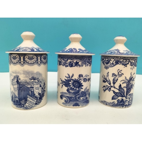 267 - Spode 'The Blue Room' Collection 10cm Lidded Spice Jars (6). Taken from a Variety of Spode Patterns.