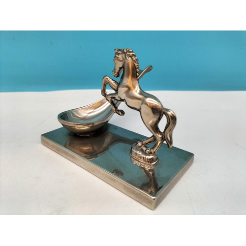 383 - Seba Silver Plated Pipe Stand with Horse Figure. 8cm High, 11cm x 11cm.