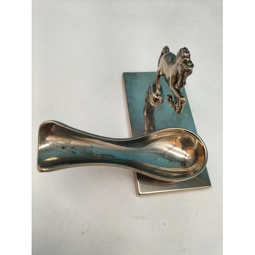 383 - Seba Silver Plated Pipe Stand with Horse Figure. 8cm High, 11cm x 11cm.