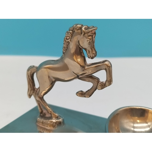 383 - Seba Silver Plated Pipe Stand with Horse Figure. 8cm High, 11cm x 11cm.