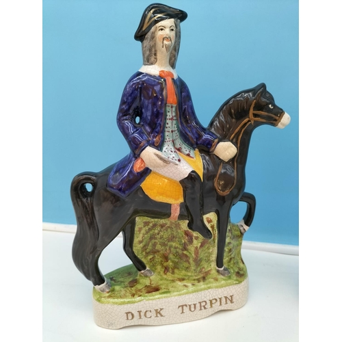 478 - Victorian Staffordshire Flatback Horse Rider Figures (4) to include 'Dick Turpin', 'Tom King', etc. ... 