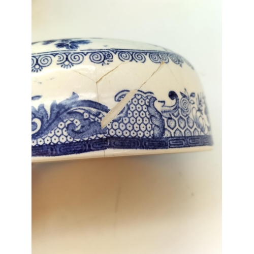 107 - Late 19th/Early 20th Century Mason's Blue and White 'Willow' Pattern 24cm Ginger /Spice Jar. A/F Rep... 