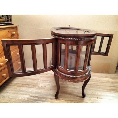 110 - Wooden Oval Cocktail Cabinet with Serving Tray. 77cm High, 75cm x 50cm. Collection Only.