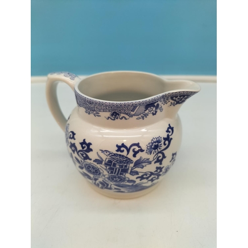 269 - A Good Collection of Blue and White Jugs to include Cauldon Ware Arcadian Chariots, H & M Co Orienta... 