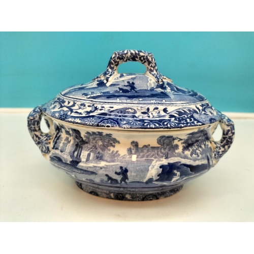 270 - Late 18th Century Spode 'Italian Garden' Pattern Gravy/Sauce Tureen with Undertray and Ladle. Early ... 