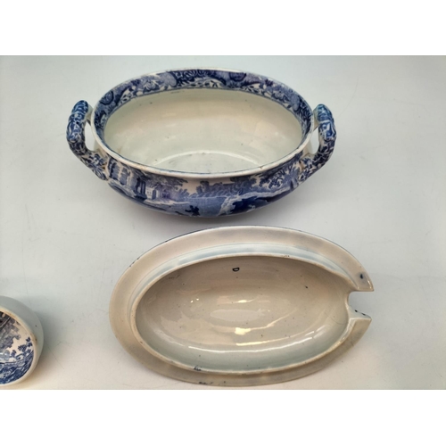 270 - Late 18th Century Spode 'Italian Garden' Pattern Gravy/Sauce Tureen with Undertray and Ladle. Early ... 