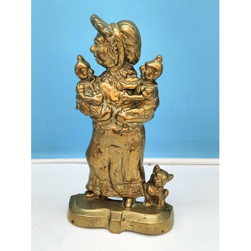 276 - Brass Fireside/Doorstop 27cm Figures (2), Mrs Sloper and Poor Pa from British Comic Strip 'Ally Slop... 