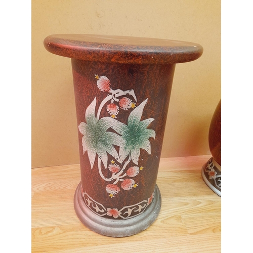 278 - Very Large Ceramic Egg with Embossed Leaf and Flower Design on Matching Stand. Overall Height 95cm. ... 