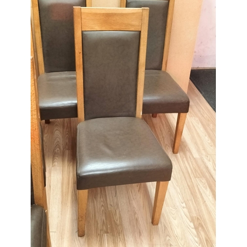 304 - Wooden High Straight Back Dining Chairs (6) with Faux Leather. 100cm High, 45cm x 46cm. Seat Height ... 