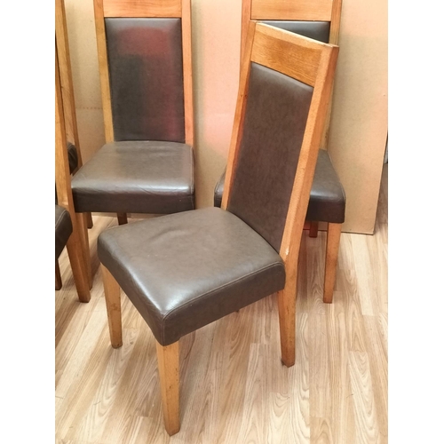 304 - Wooden High Straight Back Dining Chairs (6) with Faux Leather. 100cm High, 45cm x 46cm. Seat Height ... 