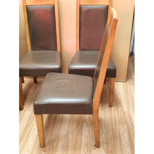 304 - Wooden High Straight Back Dining Chairs (6) with Faux Leather. 100cm High, 45cm x 46cm. Seat Height ... 