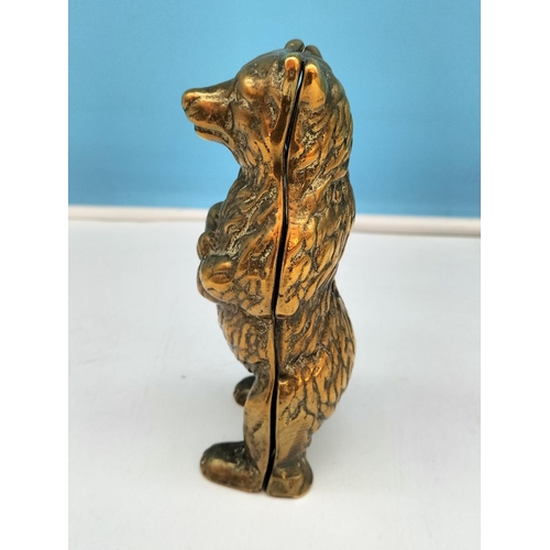 312 - Early 20th Century 16cm Standing Brass Bear Money Box.