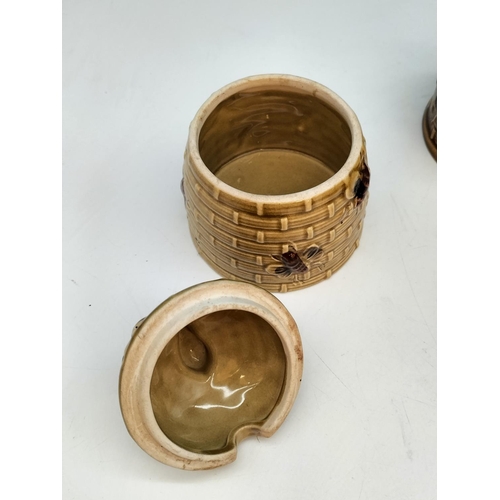 314 - Collection of Ceramic Honey Pots (6). One with Slight Hairline to Rim.