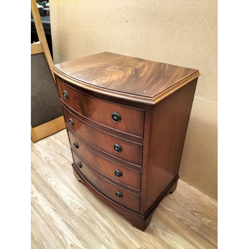 352 - Four Drawer Bow Fronted Wooden Chest of Drawers. 68cm High, 52cm Wide, 37cm Depth. Collection Only.