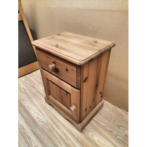 377 - Modern Pine Bedside Cabinet wit One Drawer and Cupboard. 57cm High, 43cm Wide, 30cm Depth. Collectio... 