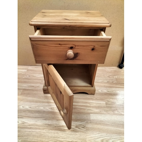 377 - Modern Pine Bedside Cabinet wit One Drawer and Cupboard. 57cm High, 43cm Wide, 30cm Depth. Collectio... 