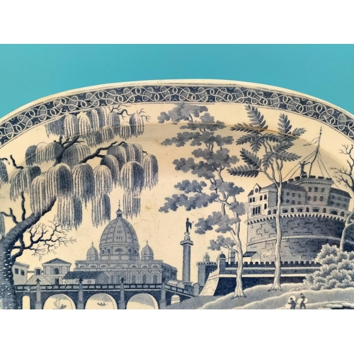 4 - Early 19th Century Spode 'Rome/Tiber' Pattern Meat or Serving Platter. The Scene Shows The Castle an... 