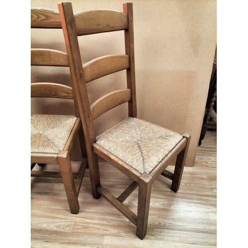 416 - High Backed Rush Seated Dining Chairs (2). 109cm High, 43cm x 44cm, Seat Height 48cm. Collection Onl... 