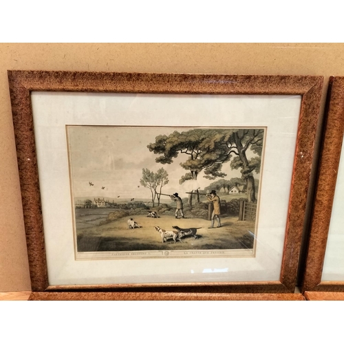 95 - 4 x Framed Lithograph Prints depicting Stag Hunting (2), Partridge Shooting (1) and Coursing (1). 68... 