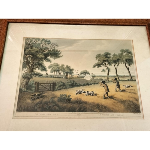 95 - 4 x Framed Lithograph Prints depicting Stag Hunting (2), Partridge Shooting (1) and Coursing (1). 68... 