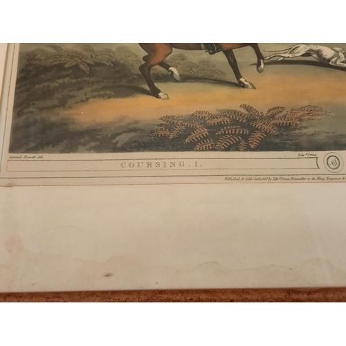 95 - 4 x Framed Lithograph Prints depicting Stag Hunting (2), Partridge Shooting (1) and Coursing (1). 68... 