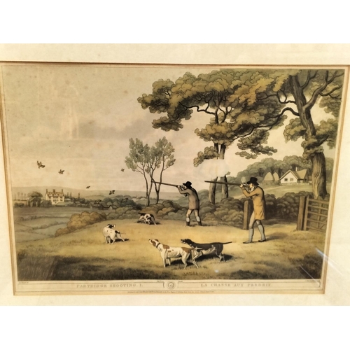 95 - 4 x Framed Lithograph Prints depicting Stag Hunting (2), Partridge Shooting (1) and Coursing (1). 68... 