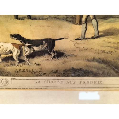 95 - 4 x Framed Lithograph Prints depicting Stag Hunting (2), Partridge Shooting (1) and Coursing (1). 68... 