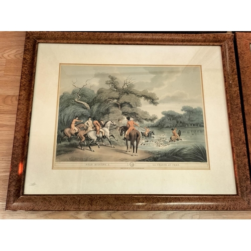 95 - 4 x Framed Lithograph Prints depicting Stag Hunting (2), Partridge Shooting (1) and Coursing (1). 68... 