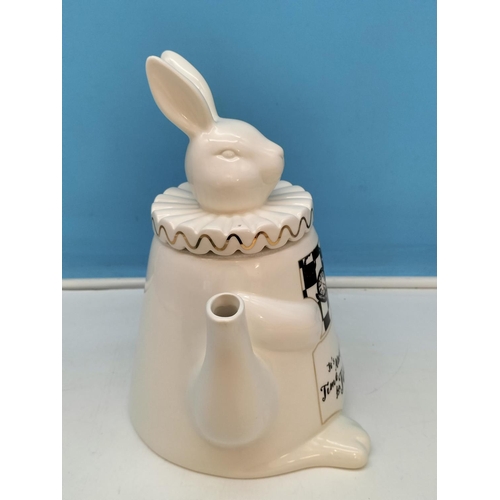 162 - Boxed Limited Edition 'Alice in Wonderland' White Rabbit Teapot. 29cm Tall. No Extras.