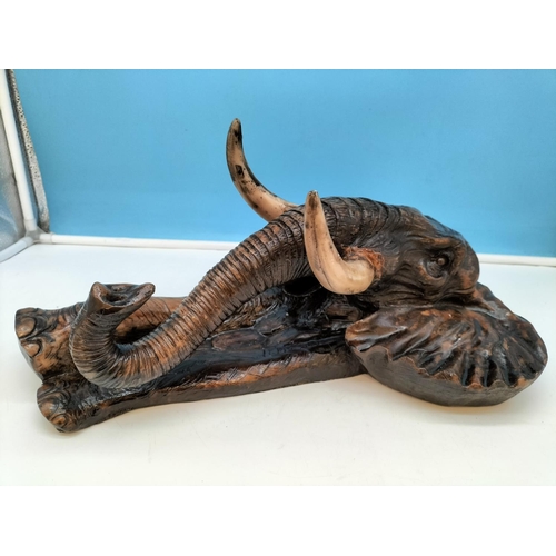 163 - Resin Elephant Head Wall Mount. 40cm x 30cm x 17cm.