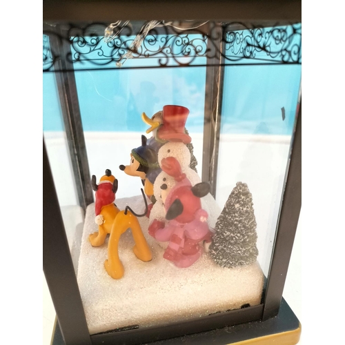 165 - Thomas Kinkade Bradford Exchange Magic of the Season Mickey Mouse and Friends Lantern, 23cm High, 12... 