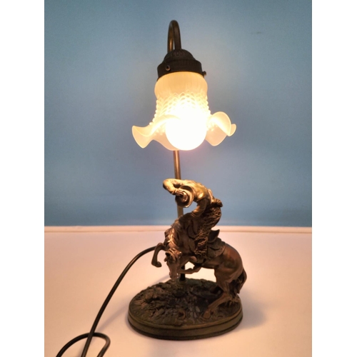 170 - Bronze Effect Cowboy Base Lamp. 44cm High W/O.