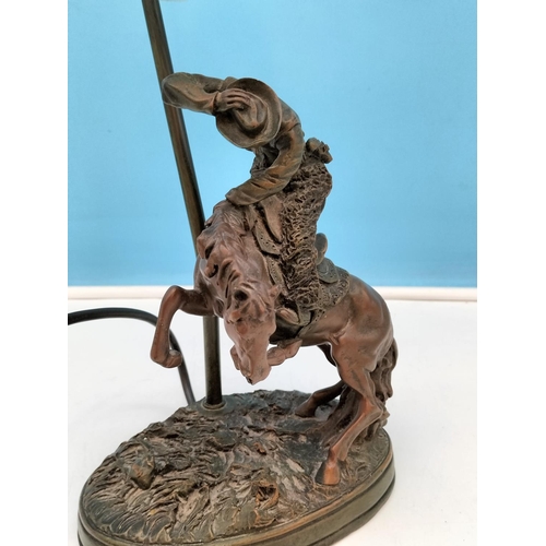 170 - Bronze Effect Cowboy Base Lamp. 44cm High W/O.