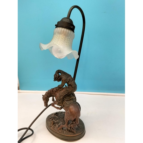 170 - Bronze Effect Cowboy Base Lamp. 44cm High W/O.