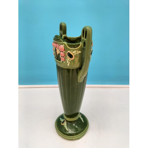 19 - Art Nouveau Design Eichwald Pottery Vase. 25cm Tall.